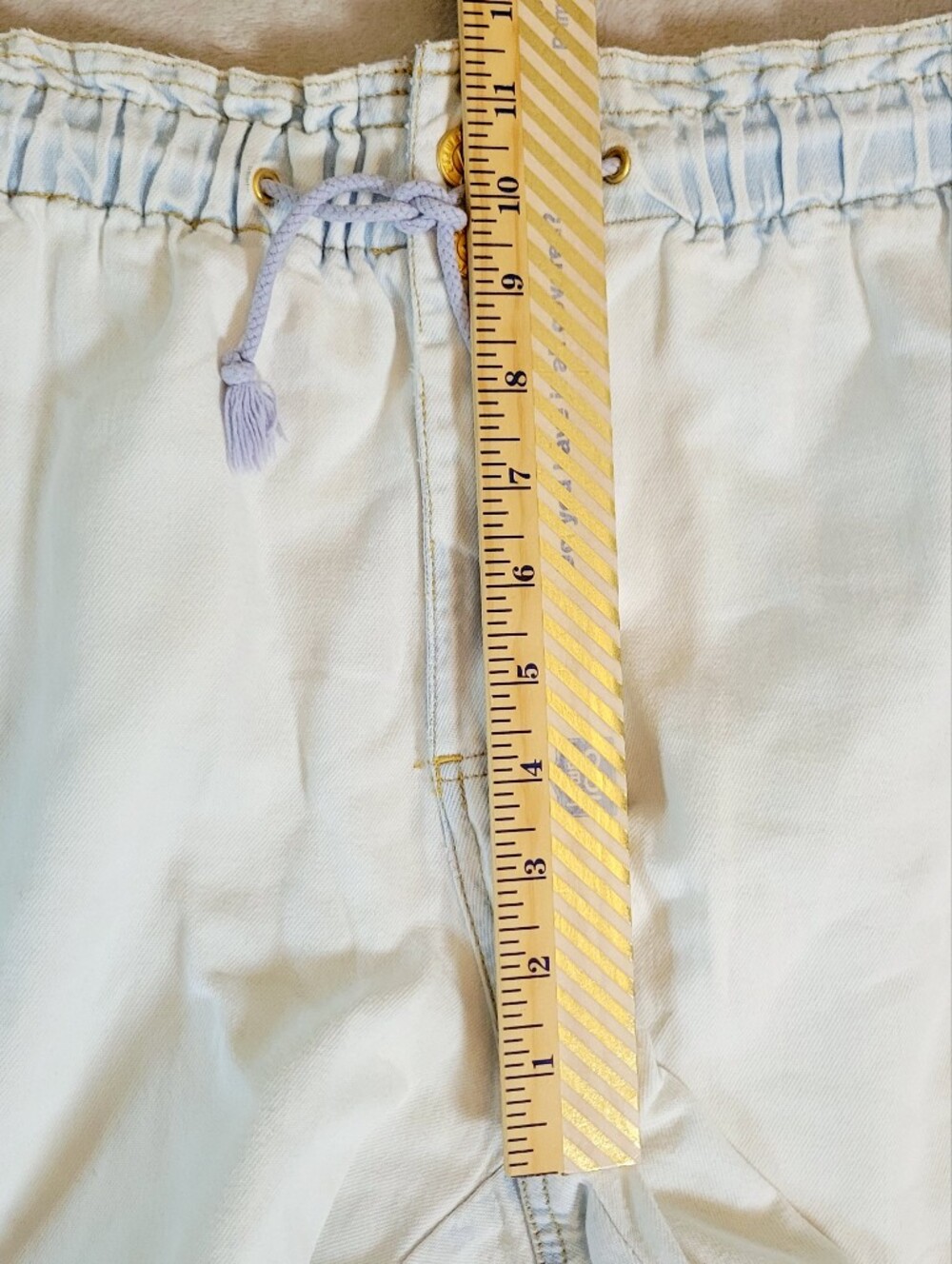 Vintage '90S White wash Paper Bag Waist Women's Jean Shorts P Small - Picture 8 of 10